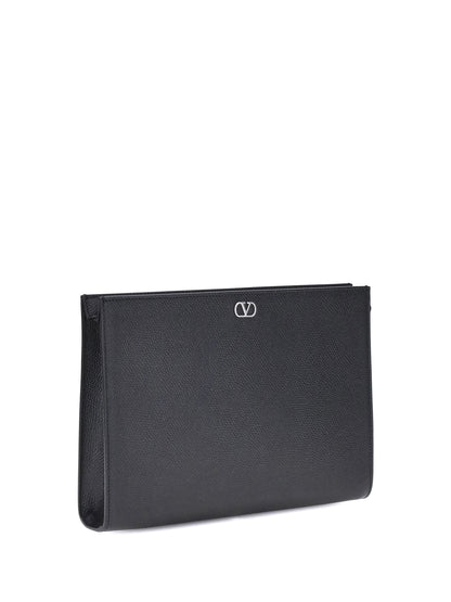 Valentino Garavani VLogo Signature grained calfskin Pouch - Black