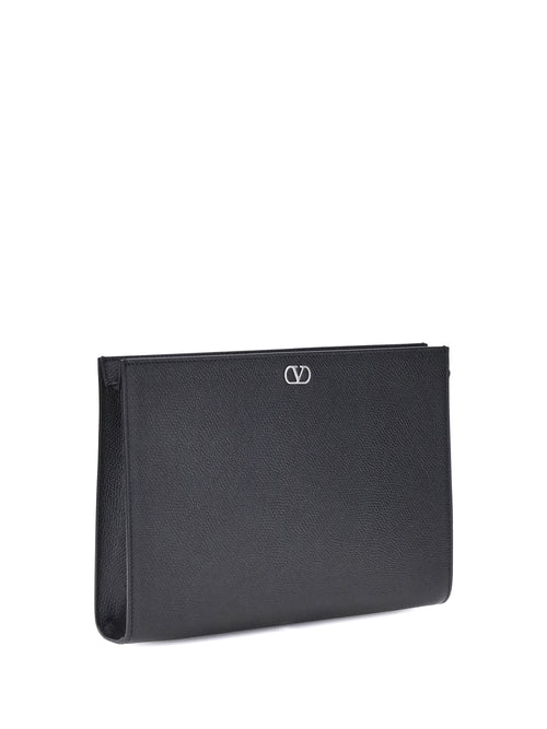 Valentino Garavani VLogo Signature grained calfskin Pouch - Black