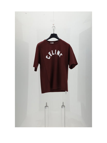 Celine RELAXED T-SHIRT - Burgundy / Off White