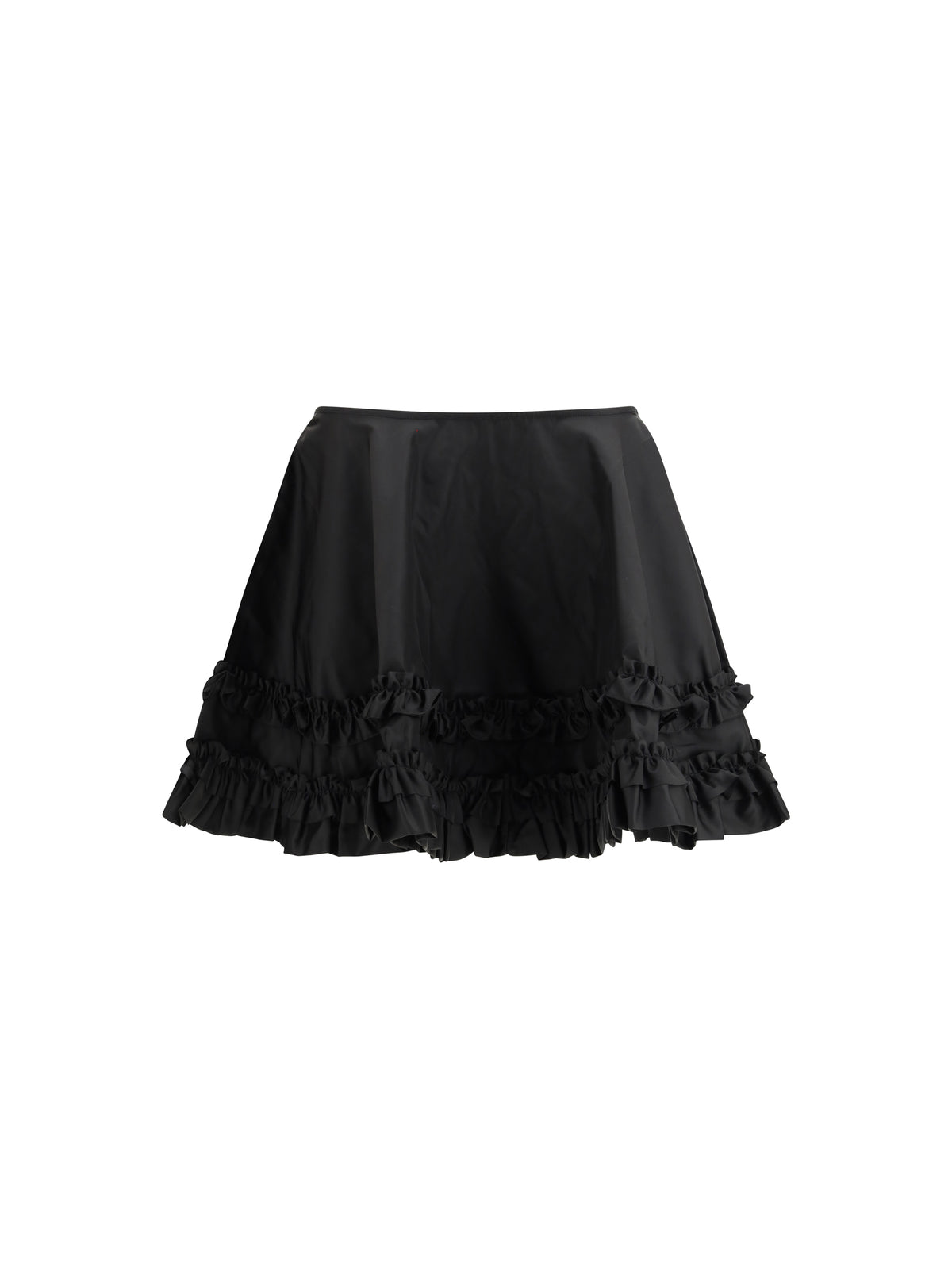 Ganni Duchesse Nylon Mini Frill Skirt - Black