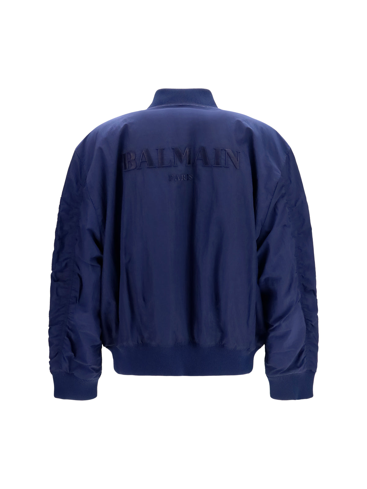 Balmain Nylon Bomber Jacket with embroidered back logo - Bleu