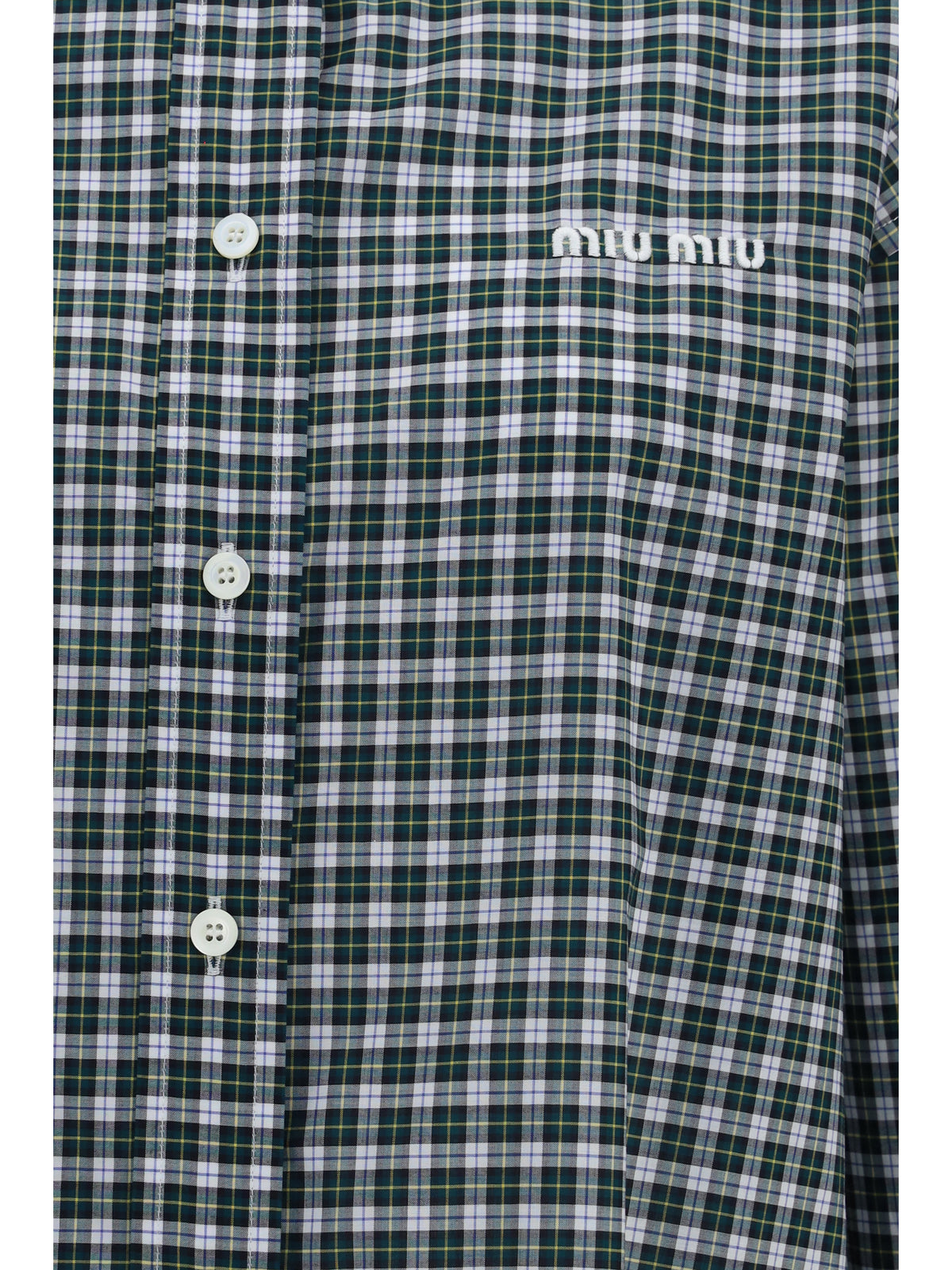Miu Miu Checked embroidered Shirt - Bianco+Verde