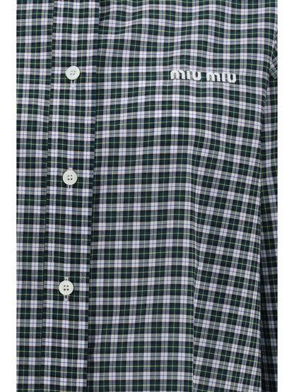 Miu Miu Checked embroidered Shirt - Bianco+Verde