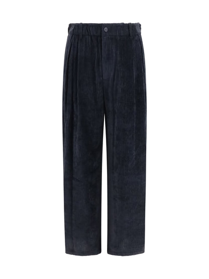 Giorgio Armani Wide-leg ribbed viscose velvet Pants - Anthracite