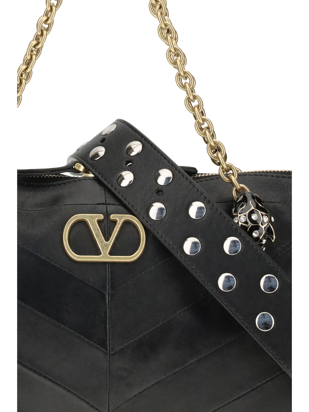 Valentino Garavani Panthea Chevron medium Shoulder Bag r - Black