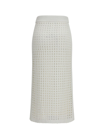 Max Mara Pure Cotton mesh Skirt - White Ottico
