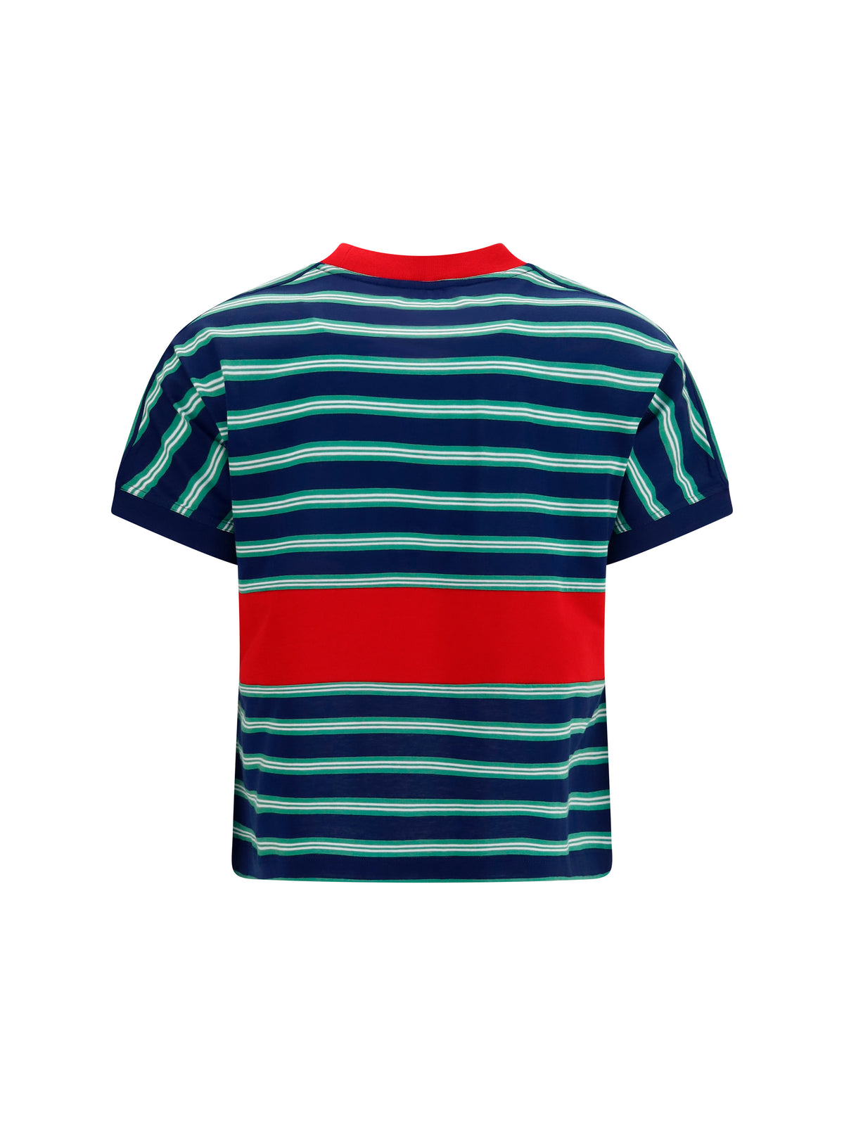 Versace Striped cotton T-shirt - Ink + Grass Green + White