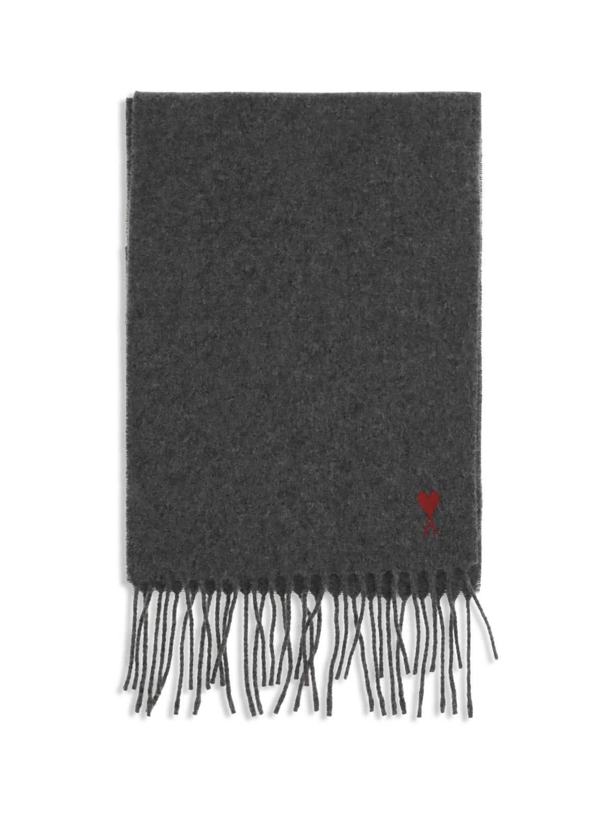 Ami Paris Quota Ami De Coeur wool Scarf - Gris Charcoal