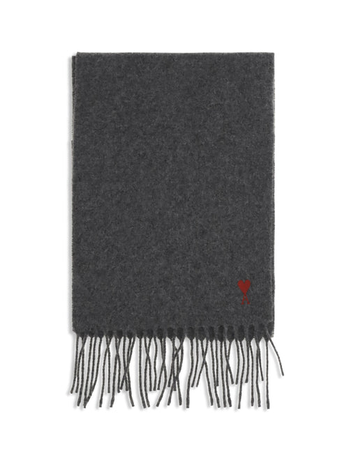 Ami Paris Quota Ami De Coeur wool Scarf - Gris Charcoal