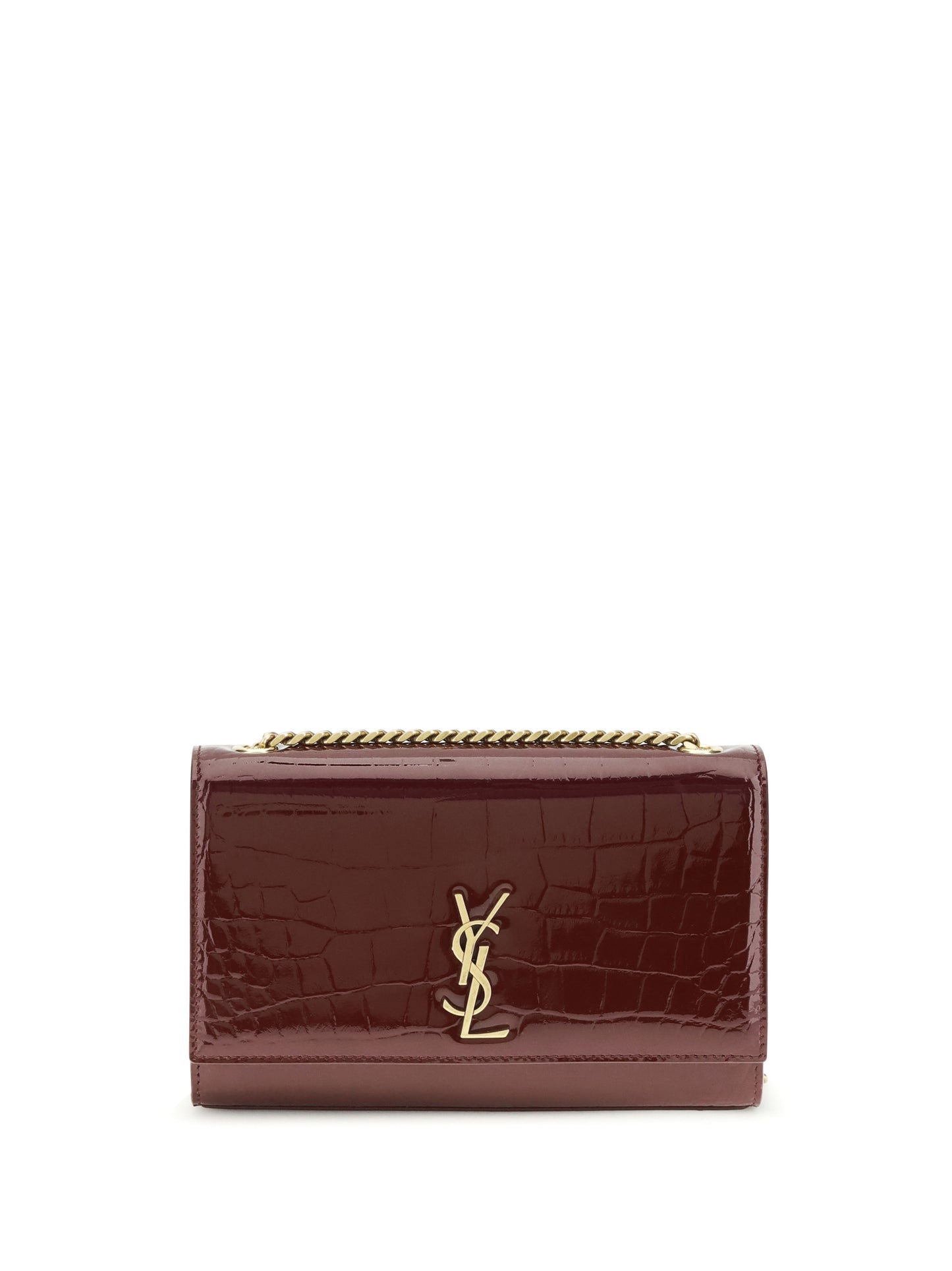 SAINT LAURENT Small Kate Shoulder Bag crocodile-embossed patent leather