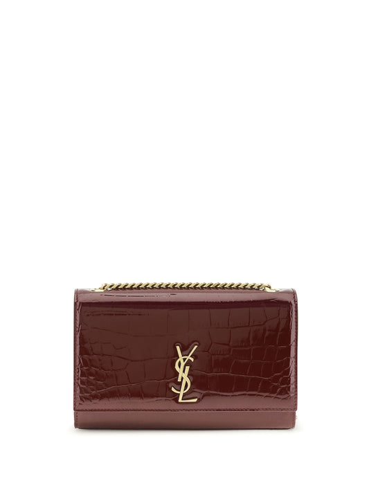 SAINT LAURENT Small Kate Shoulder Bag crocodile-embossed patent leather