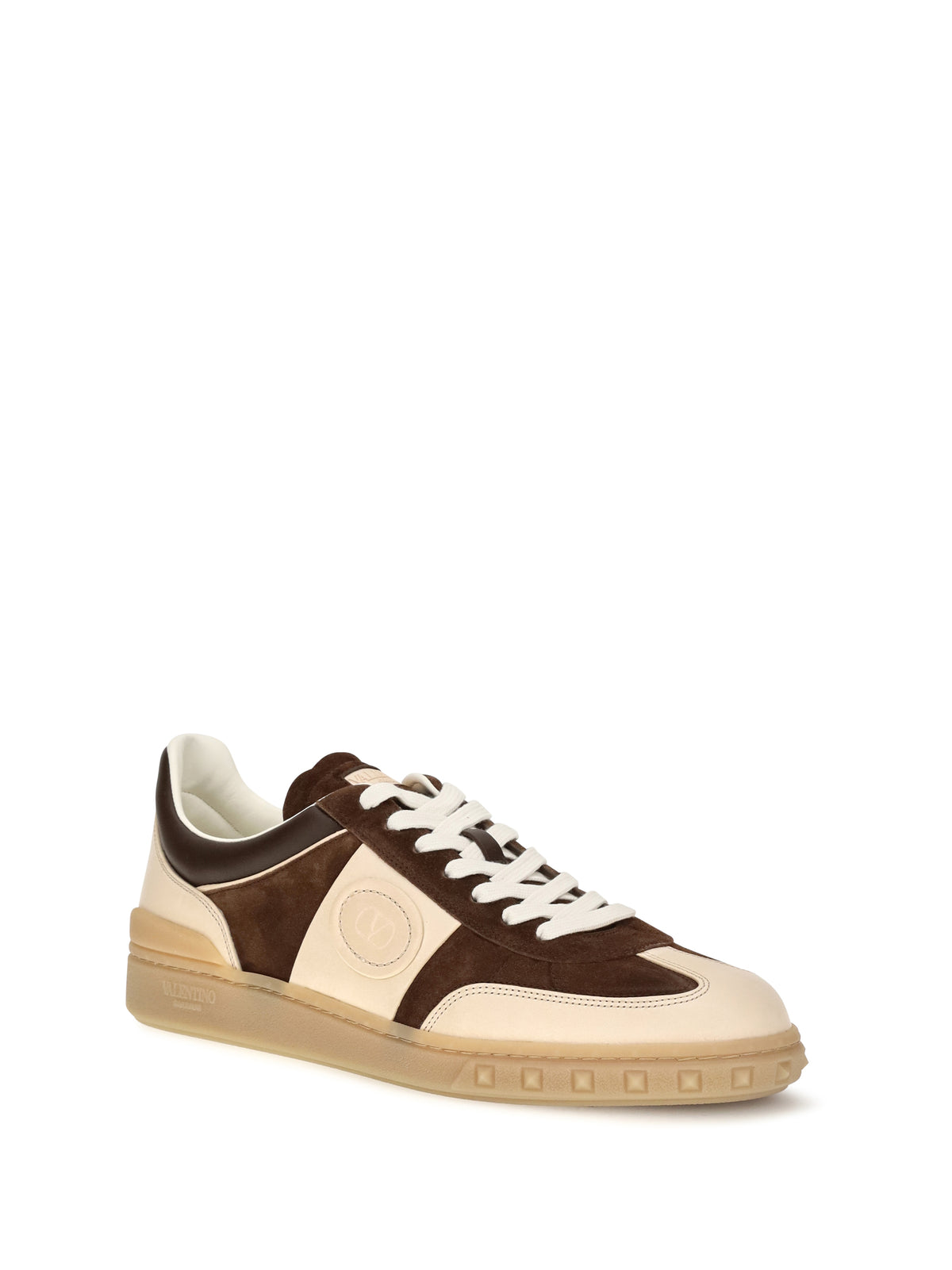 Valentino Garavani Upvillage suede and nappa calfskin Sneakers - Bark Brown/Bark Brown/Betulla/Betulla/Am