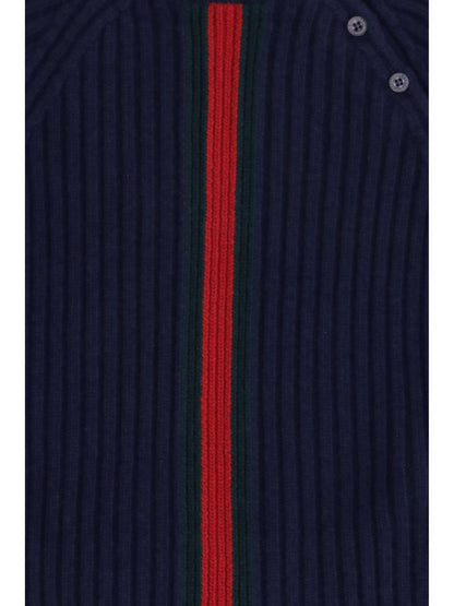 Gucci Web stripe wool Sweater for Boy - Abyss Blue/Green/Red