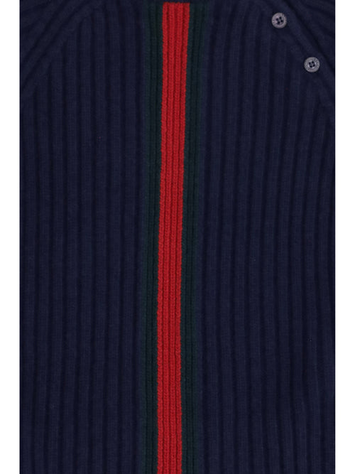 Gucci Web stripe wool Sweater for Boy - Abyss Blue/Green/Red