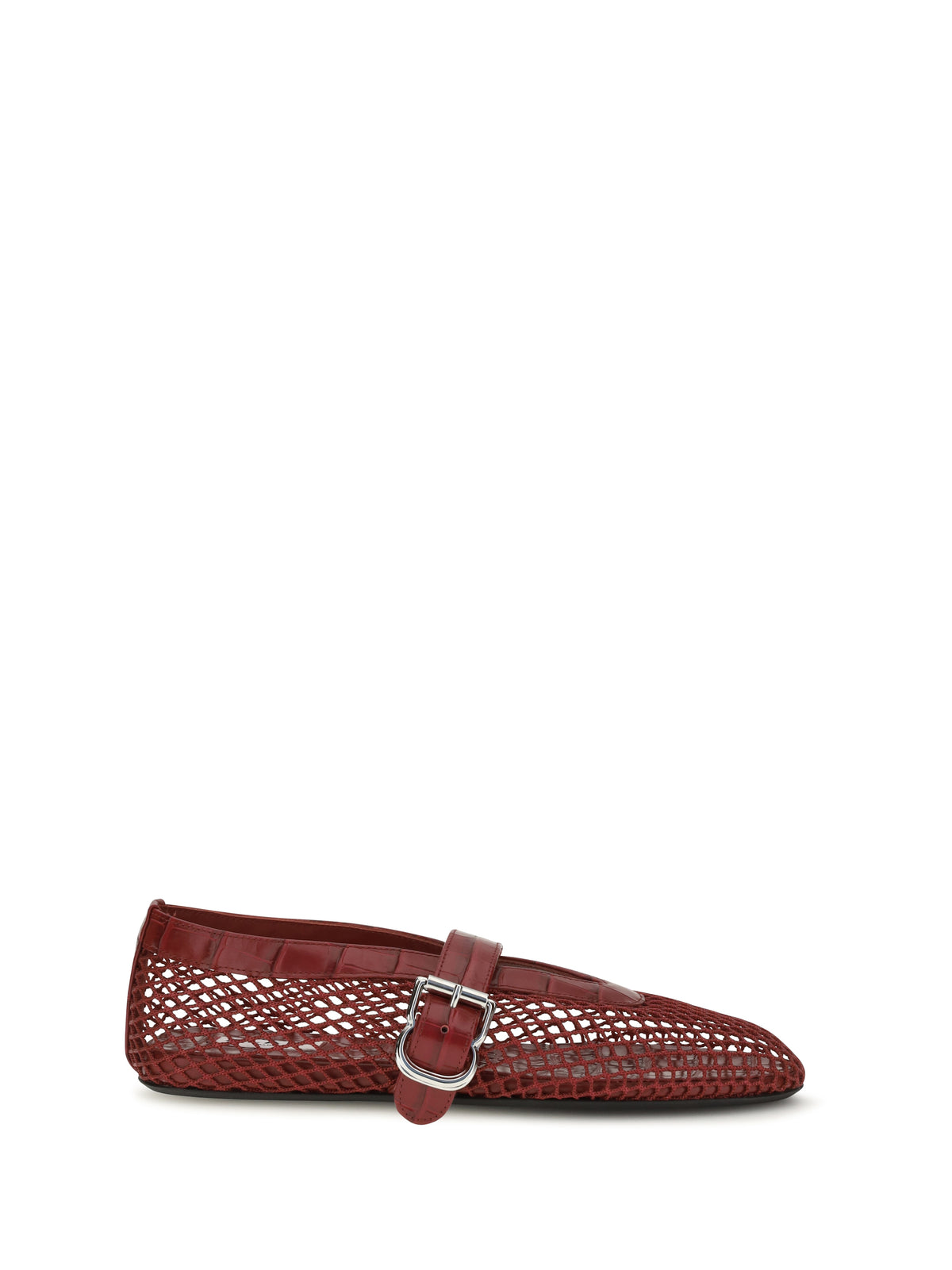 Alaïa Mesh and crocodile-print leather Ballerinas - Cerise