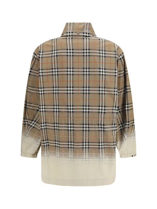 Burberry Gabardine Parka with faded Check print - Taupe