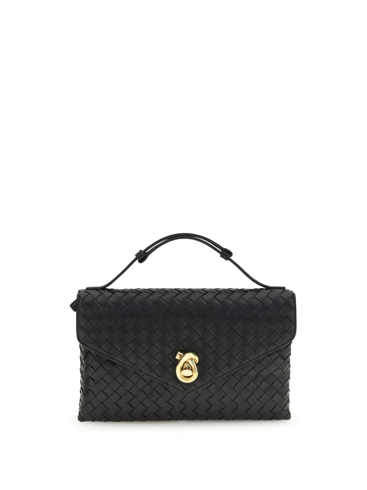 Bottega Veneta Knot Lock Shoulder Bag - Black-M Brass