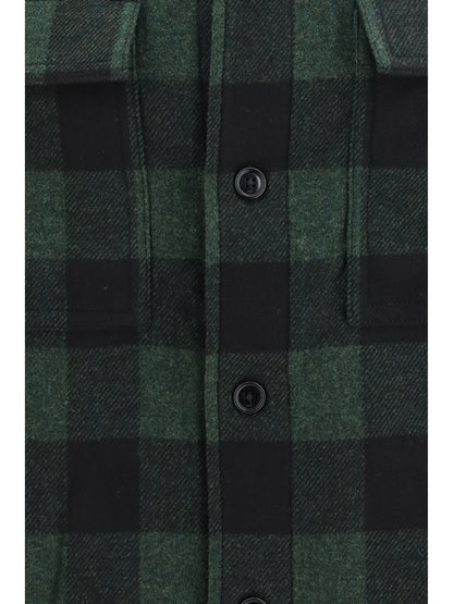 Ami Paris Checked virgin wool Shirt - Vert Bouteille/Noir