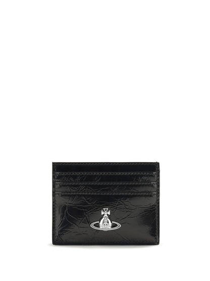 Vivienne Westwood Leather Card Holder with Orb logo - Black