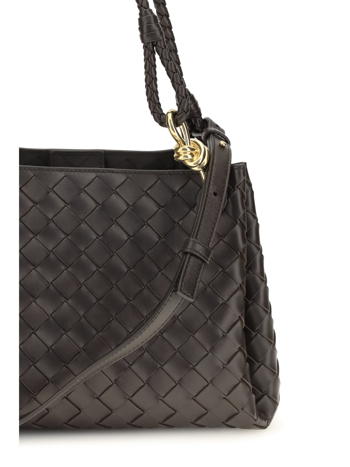 Bottega Veneta Intrecciato Shoulder Bag - Fondant-M Brass