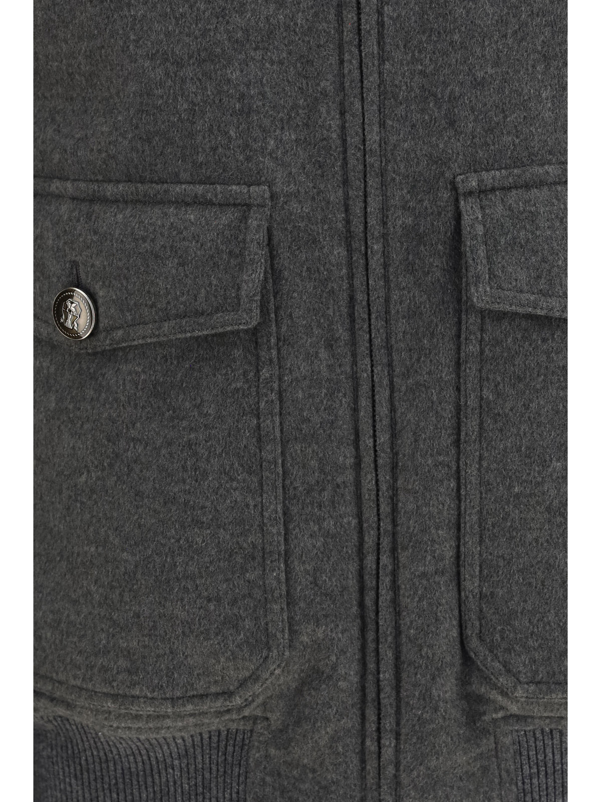 Brunello Cucinelli Membrane finished cashmere beaver Bomber - Grey Medium