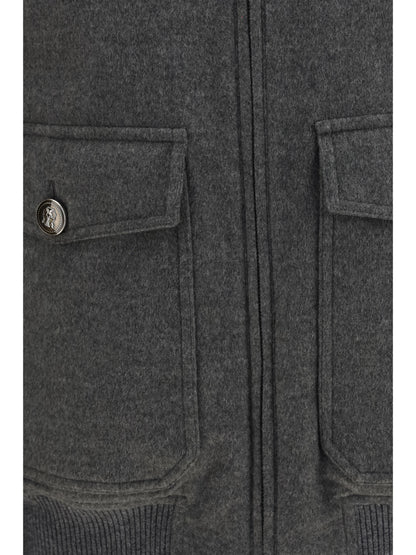 Brunello Cucinelli Membrane finished cashmere beaver Bomber - Grey Medium