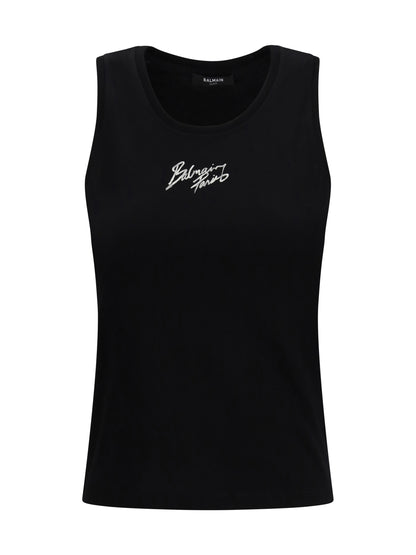 Balmain Paris brush print Tank Top - Noir/Blanc