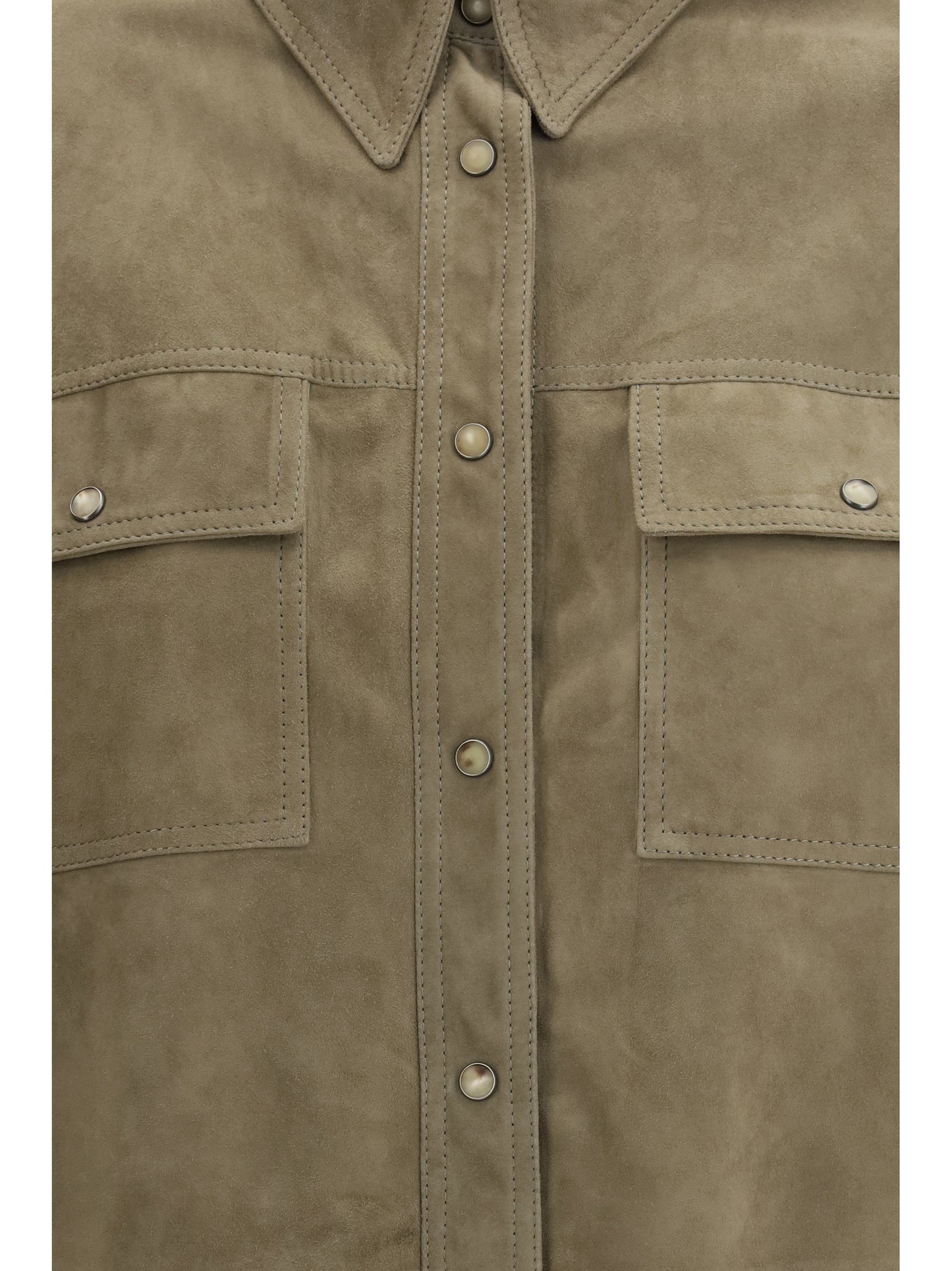 BRUNELLO CUCINELLI Leather Shirt with chest pockets