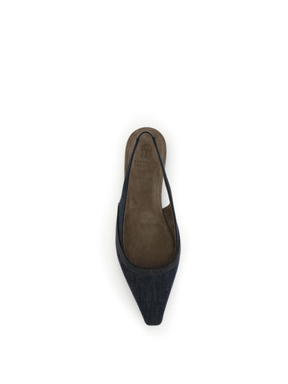 BRUNELLO CUCINELLI Denim slingback Ballerinas