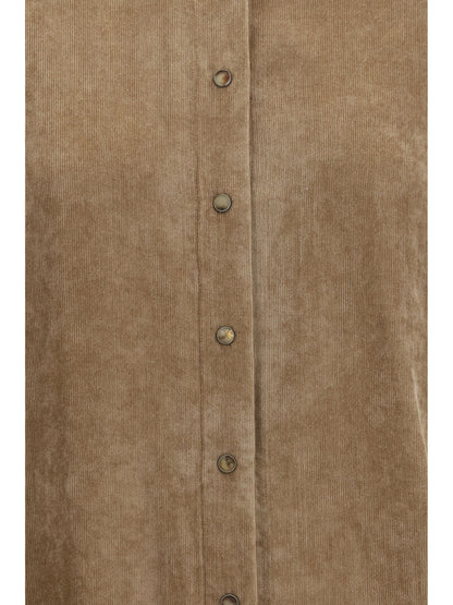 Brunello Cucinelli Snap-button Shirt in cashmere blend - Cappuccino