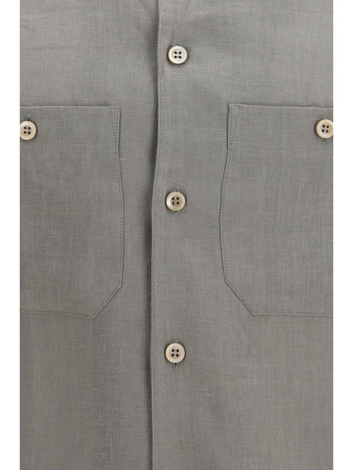 Brunello Cucinelli Easy-fit linen Shirt with chest pockets - Khaki