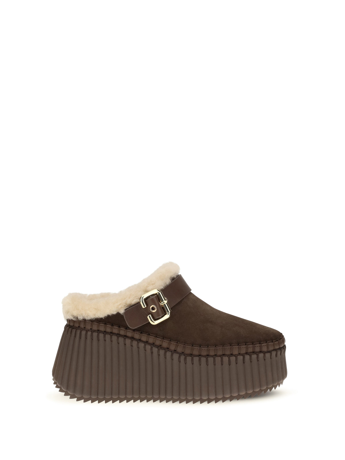 Chloé Nama Wedge Mules - Sharp Brown