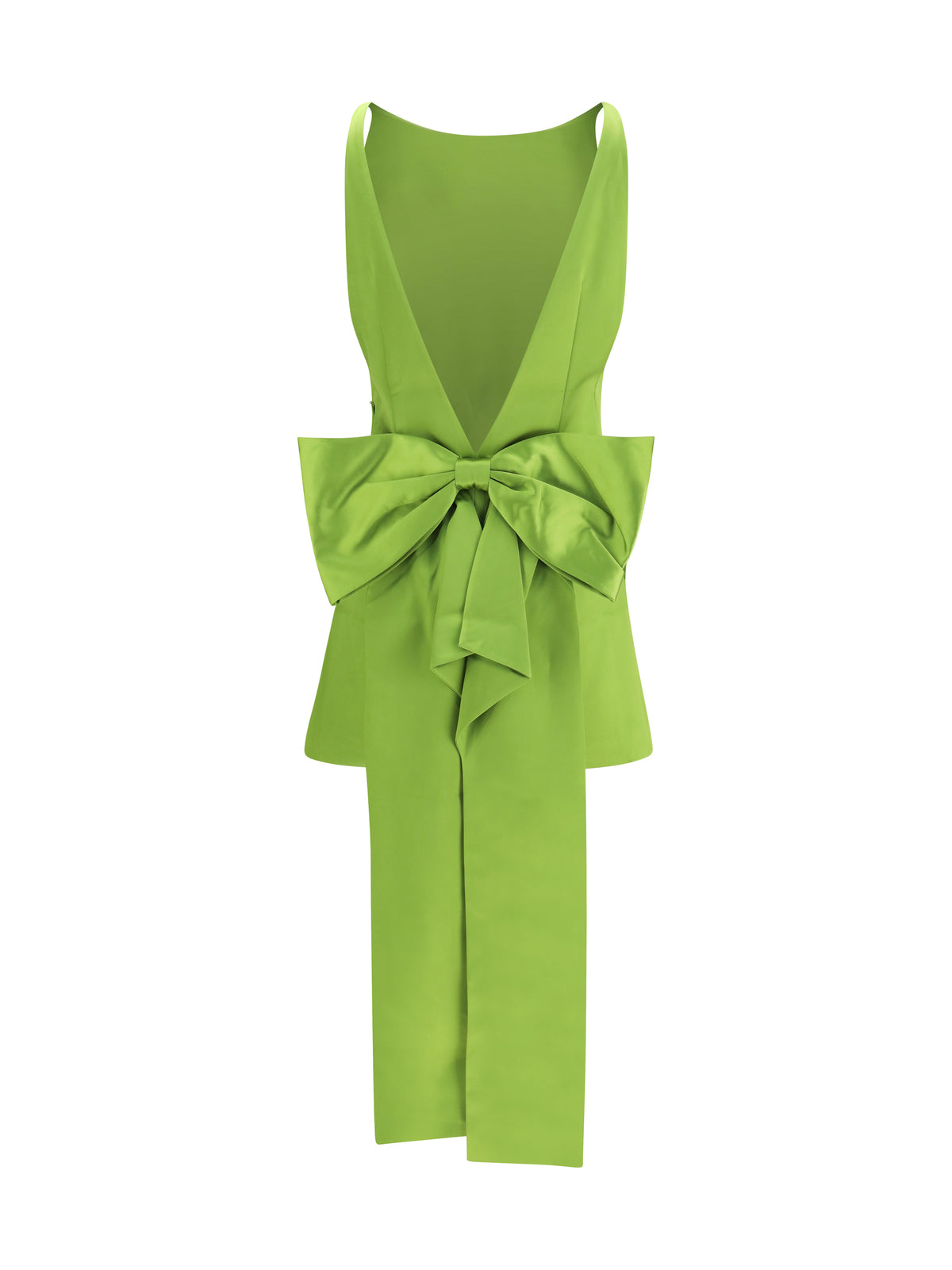 Self-Portrait Satin Dress with back bow - Green