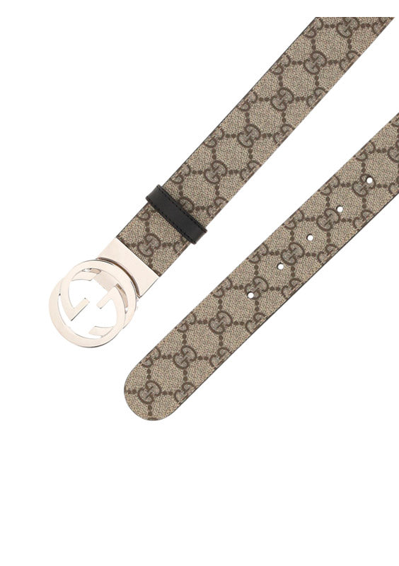 Gucci GG monogram Belt - Beige Ebony /Black
