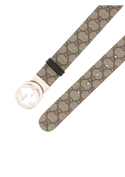 Gucci GG monogram Belt - Beige Ebony /Black