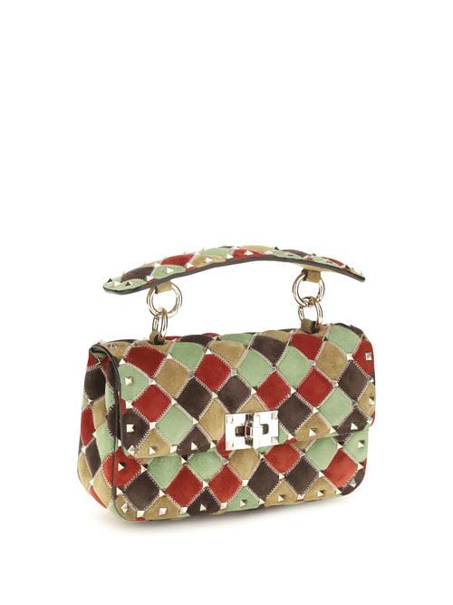 Valentino Small Rockstud Spike Shoulder Bag - Hav.Beige-E.Brown-Clear.Mint-Russet Red