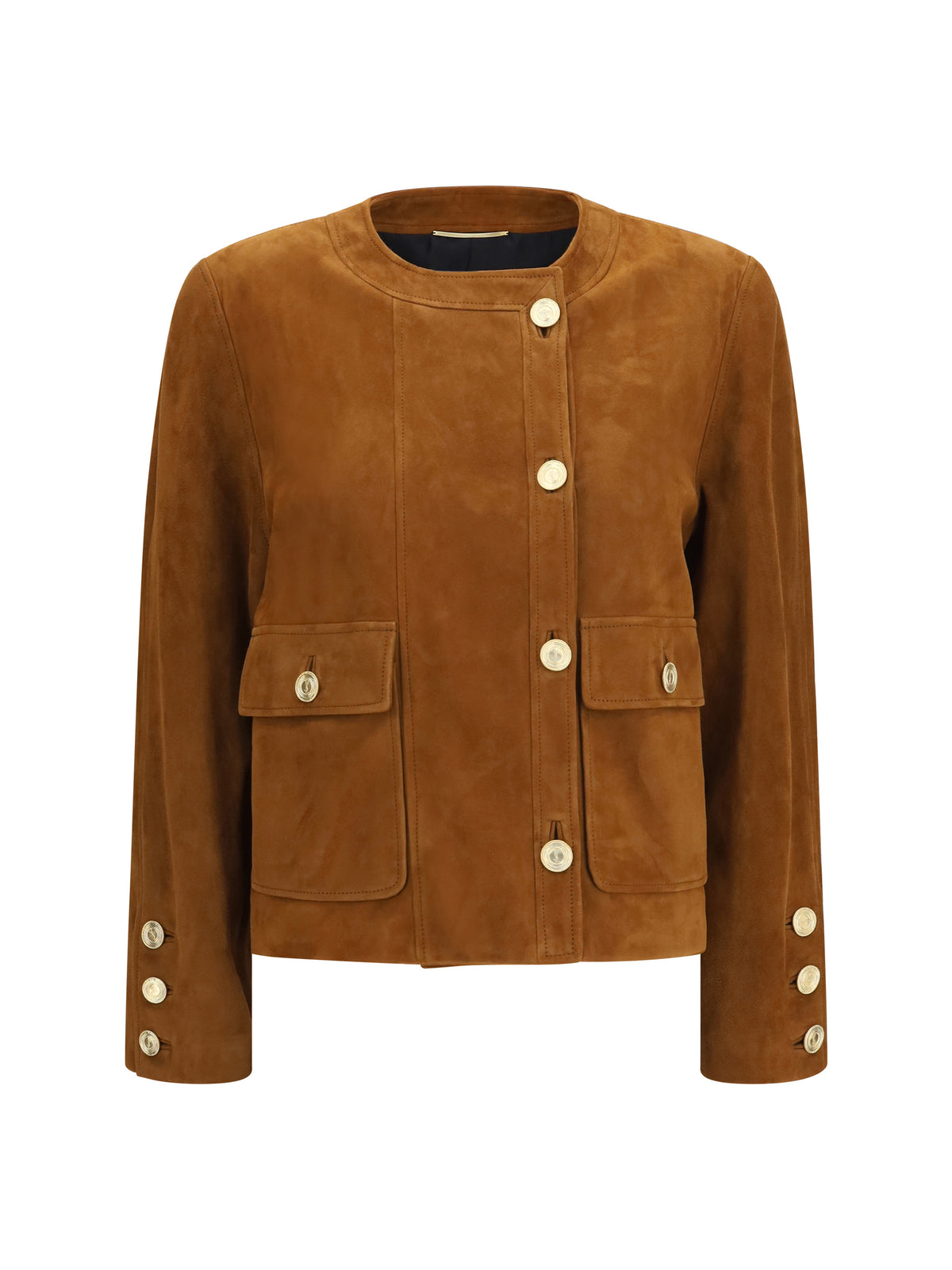 Saint Laurent Short suede Jacket with buttons - Rhum Ambre