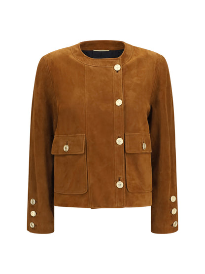 Saint Laurent Short suede Jacket with buttons - Rhum Ambre