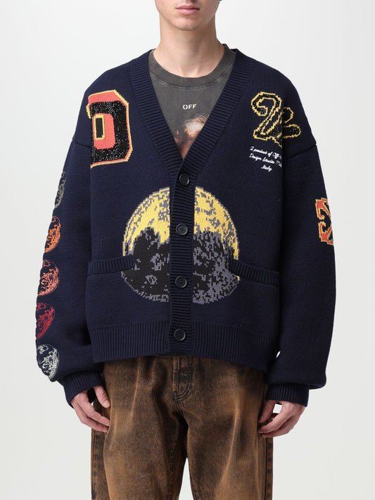 Off White Cardigan Men Navy