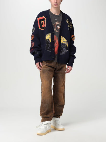 Off White Cardigan Men Navy