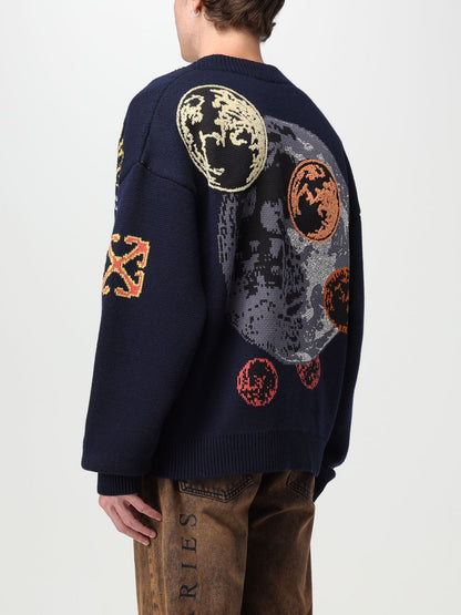 Off White Cardigan Men Navy
