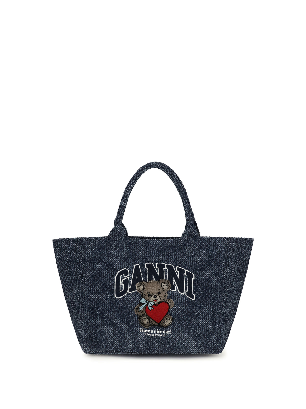 Ganni Medium denim Tote Bag with bear - Rinse