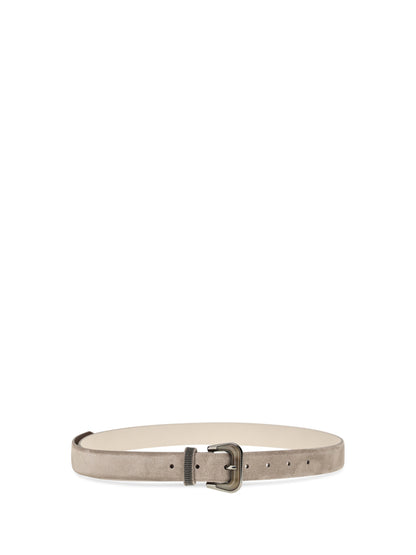 Brunello Cucinelli Suede Belt with Shiny Loop - Shore