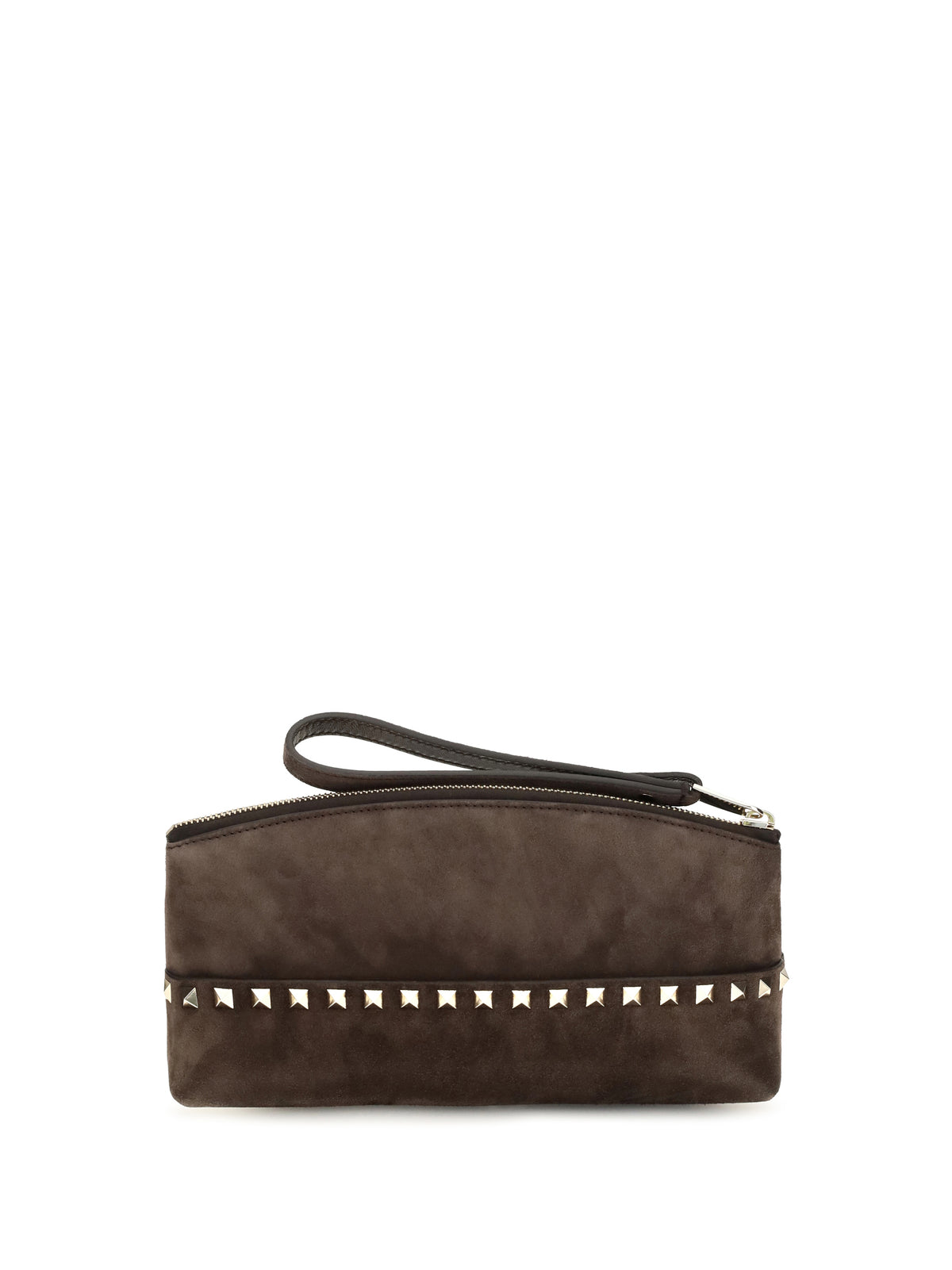 Valentino Garavani Rockstud suede Pouch - Ebony Brown