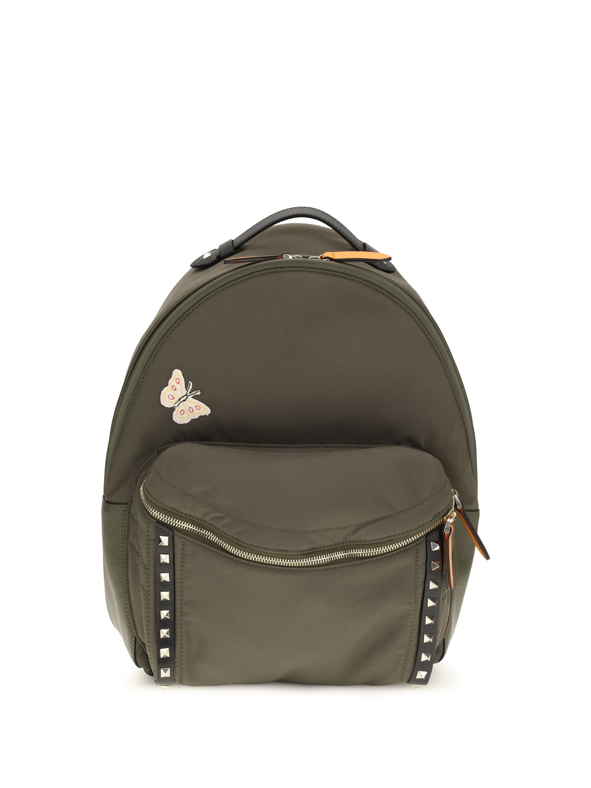 Valentino Stud Up technical fabric Backpack - Army Green/Black/Pumpkin/Multicolor
