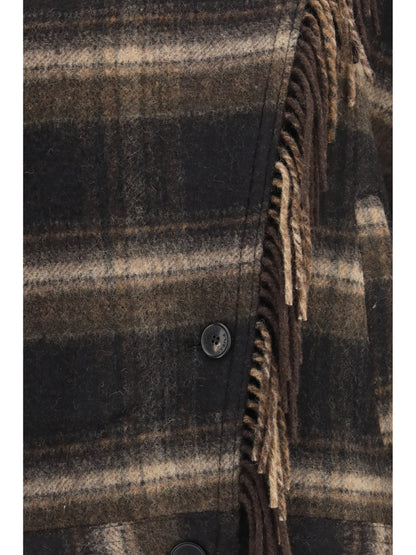 Marant Étoile Galeane wool-blend short Coat - Black/Khaki