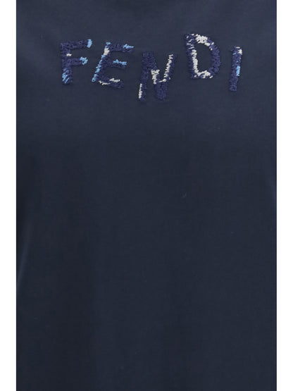 FENDI Cotton T-shirt with asymmetric logo