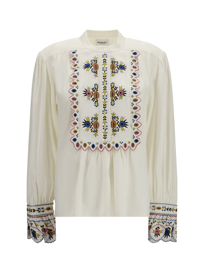 Marant Étoile Monique embroidered Top - Ecru