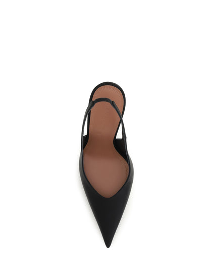 Amina Muaddi Anok satin Slingback Pumps - Black Satin