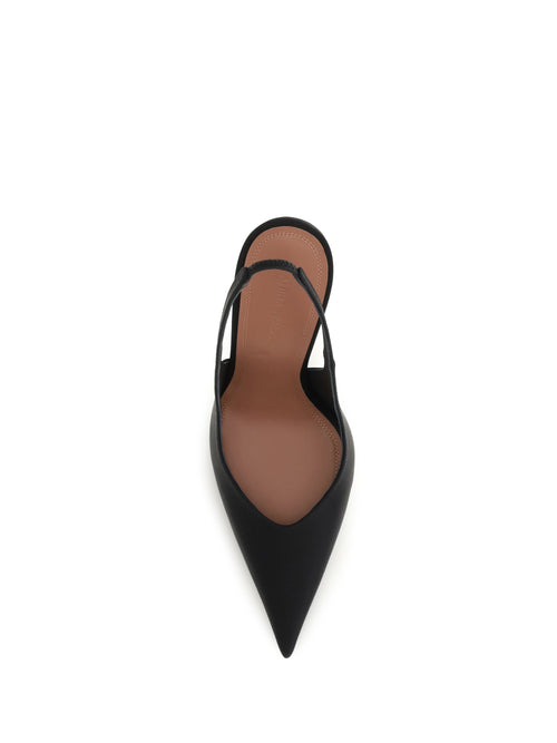 Amina Muaddi Anok satin Slingback Pumps - Black Satin